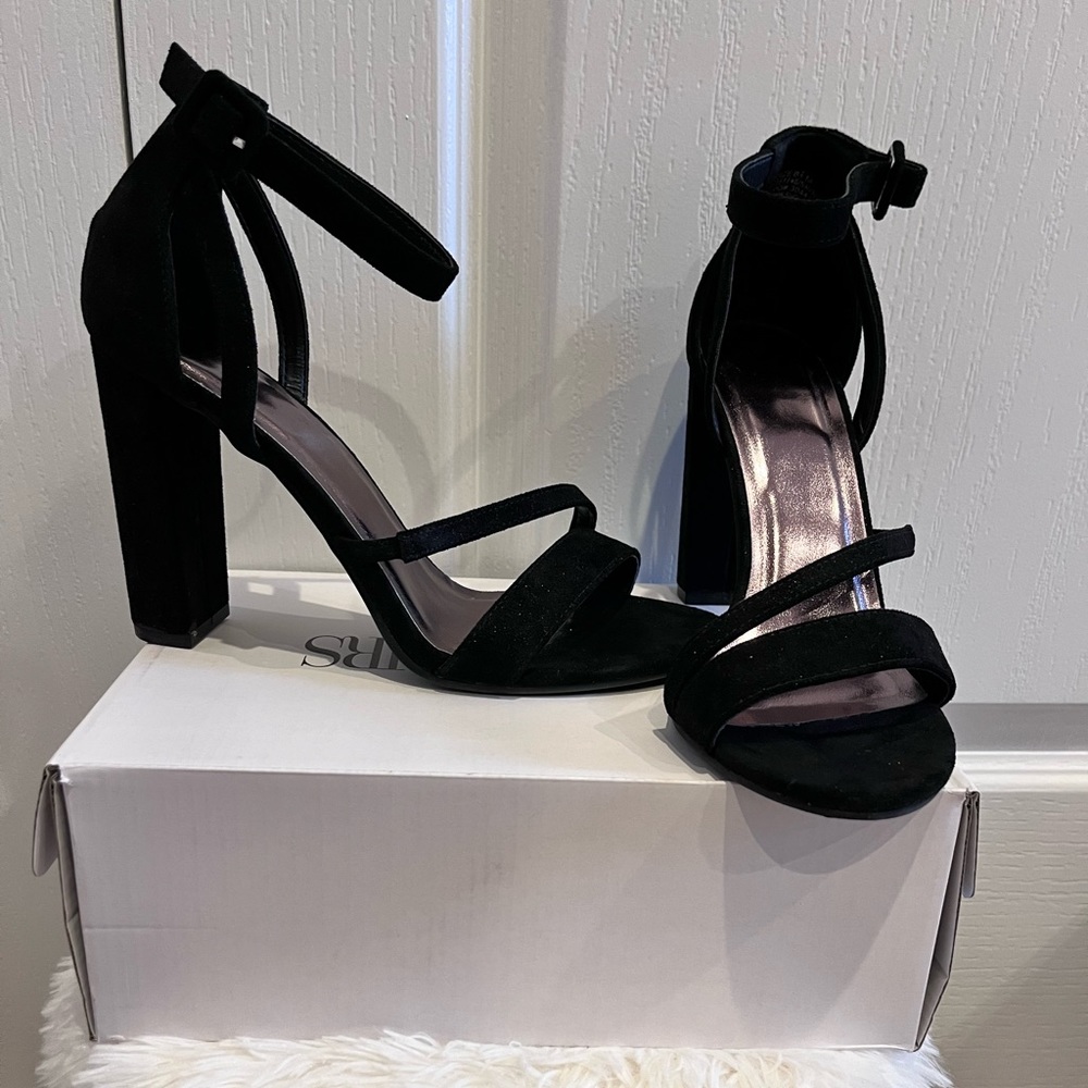 Black strappy heels